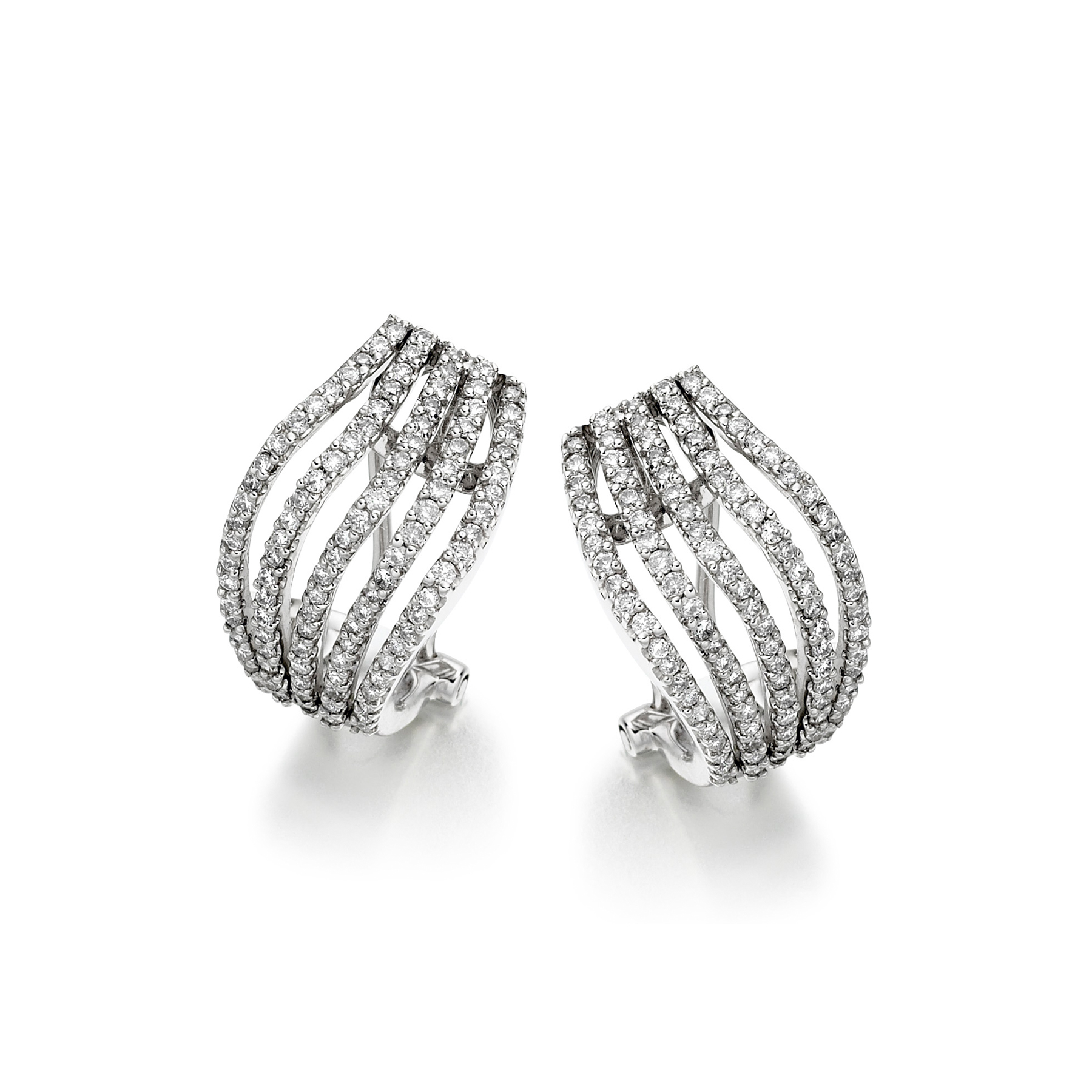 Four row diamond earrings