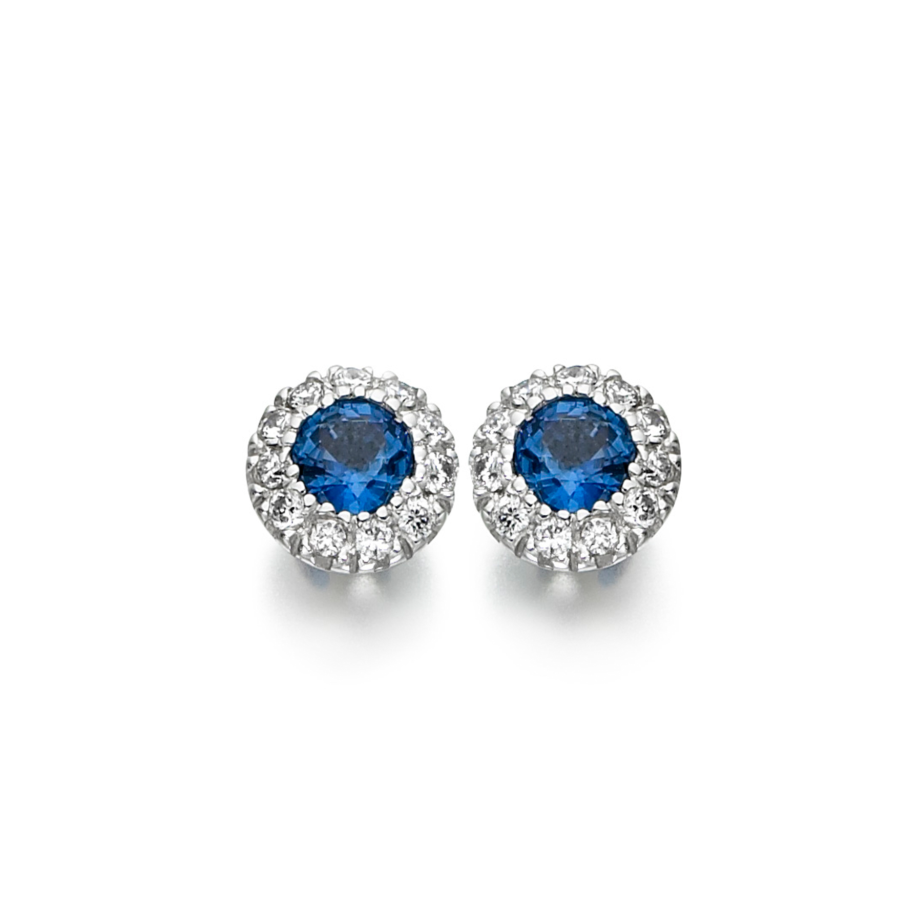 Blue sapphire and diamond stud earrings