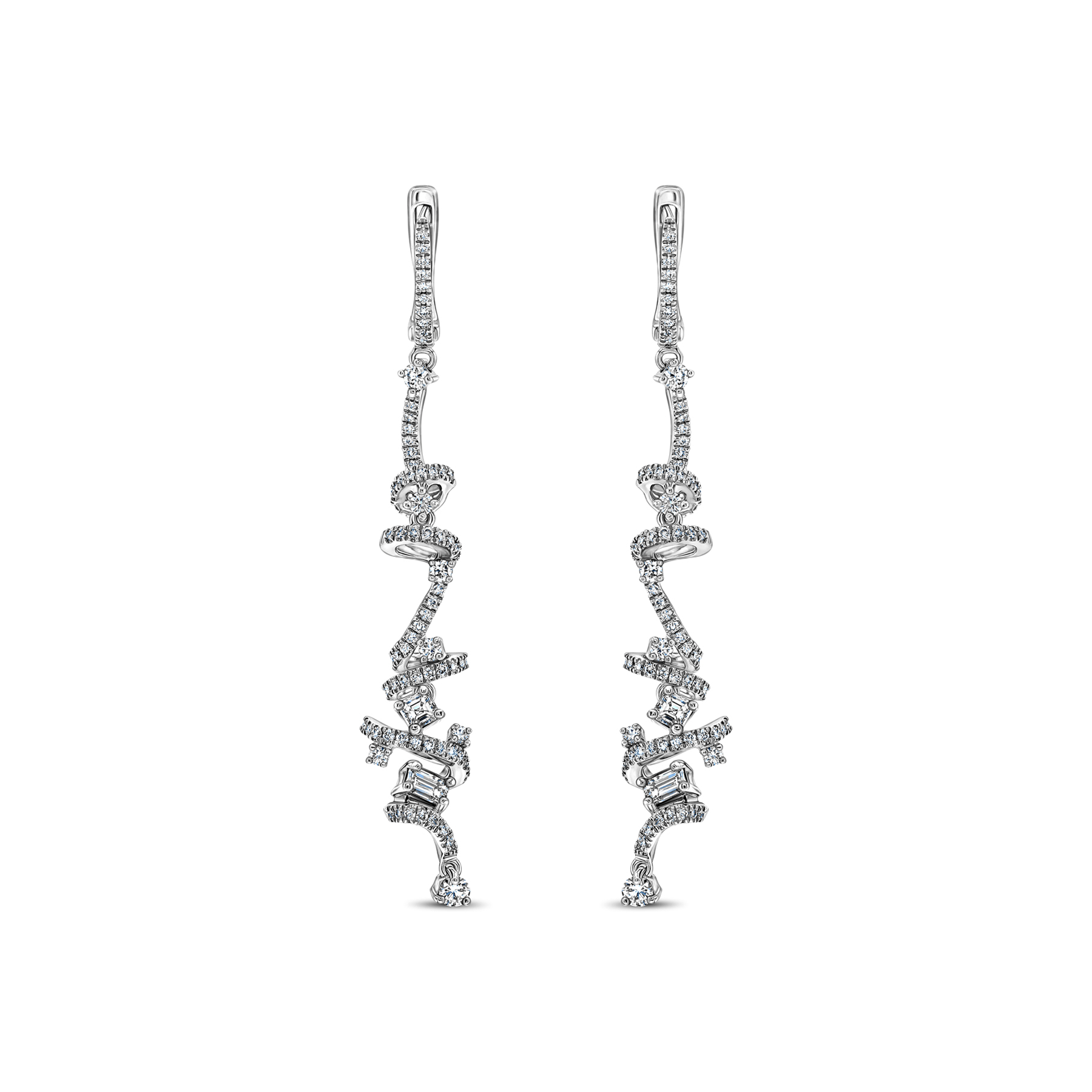 Contemporary designed diamond drop earrings