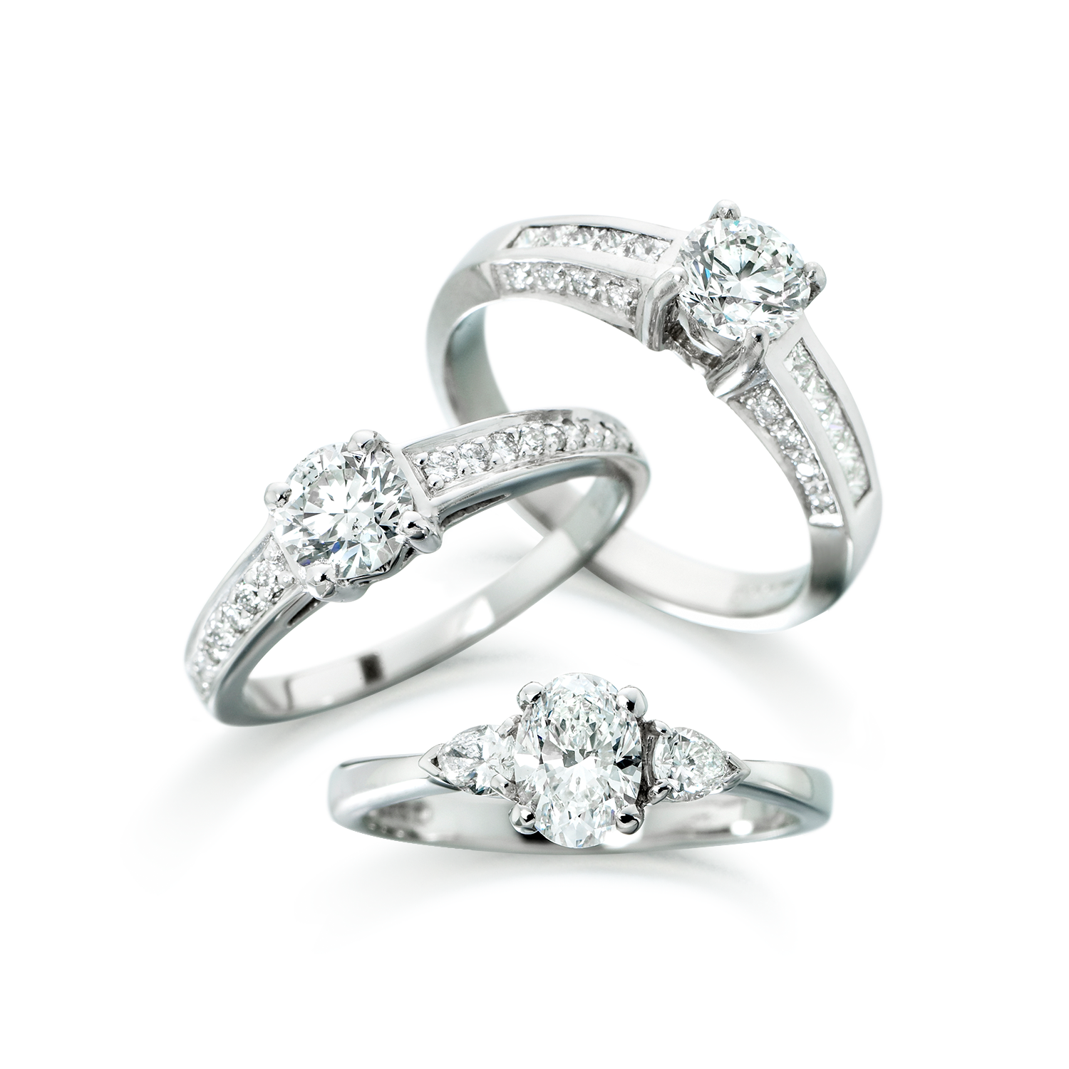 Fancy diamond set engagement rings