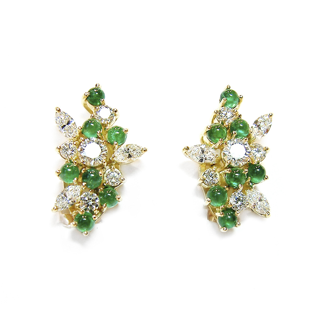 Delicate brilliant cut and marquise diamond earrings