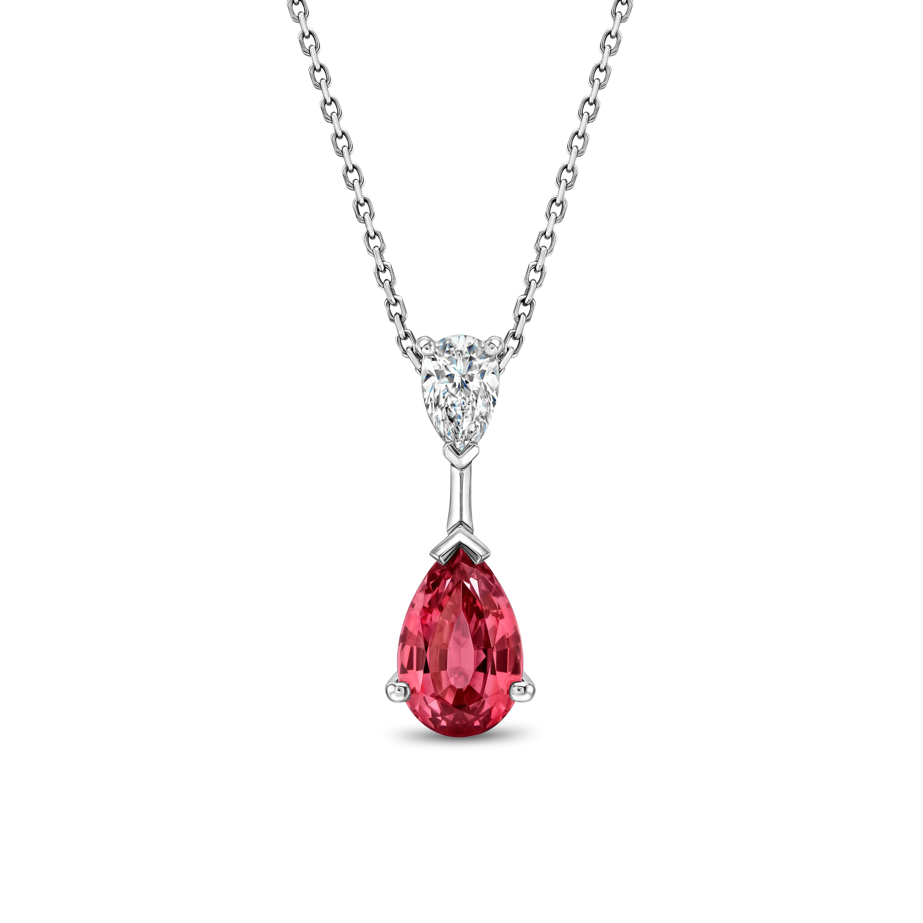 Pear-shaped hot pink spinel