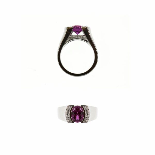 Oval rhodolite and diamond ring