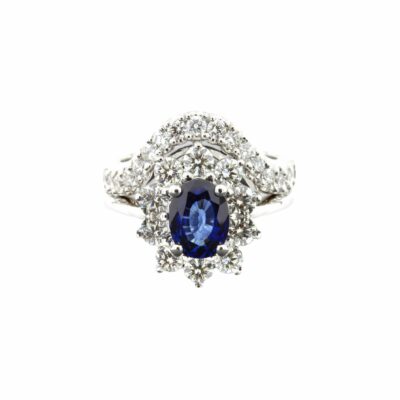 Elegant oval sapphire and diamond ring