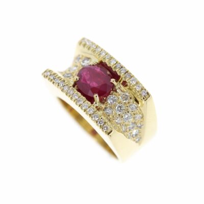 Wide Ruby & Dia Ring