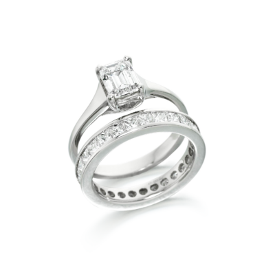 Emerald cut diamond engagement ring