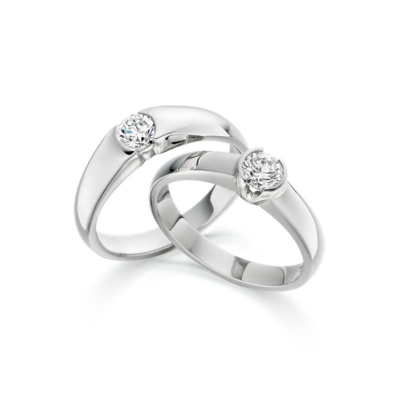 Half Rub set diamond solitaire rings