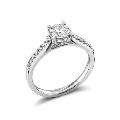 brilliant cut diamond ring with diamond shoulders