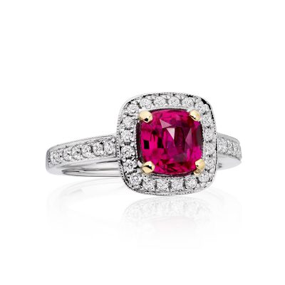 Cushion-cut fine ruby ring
