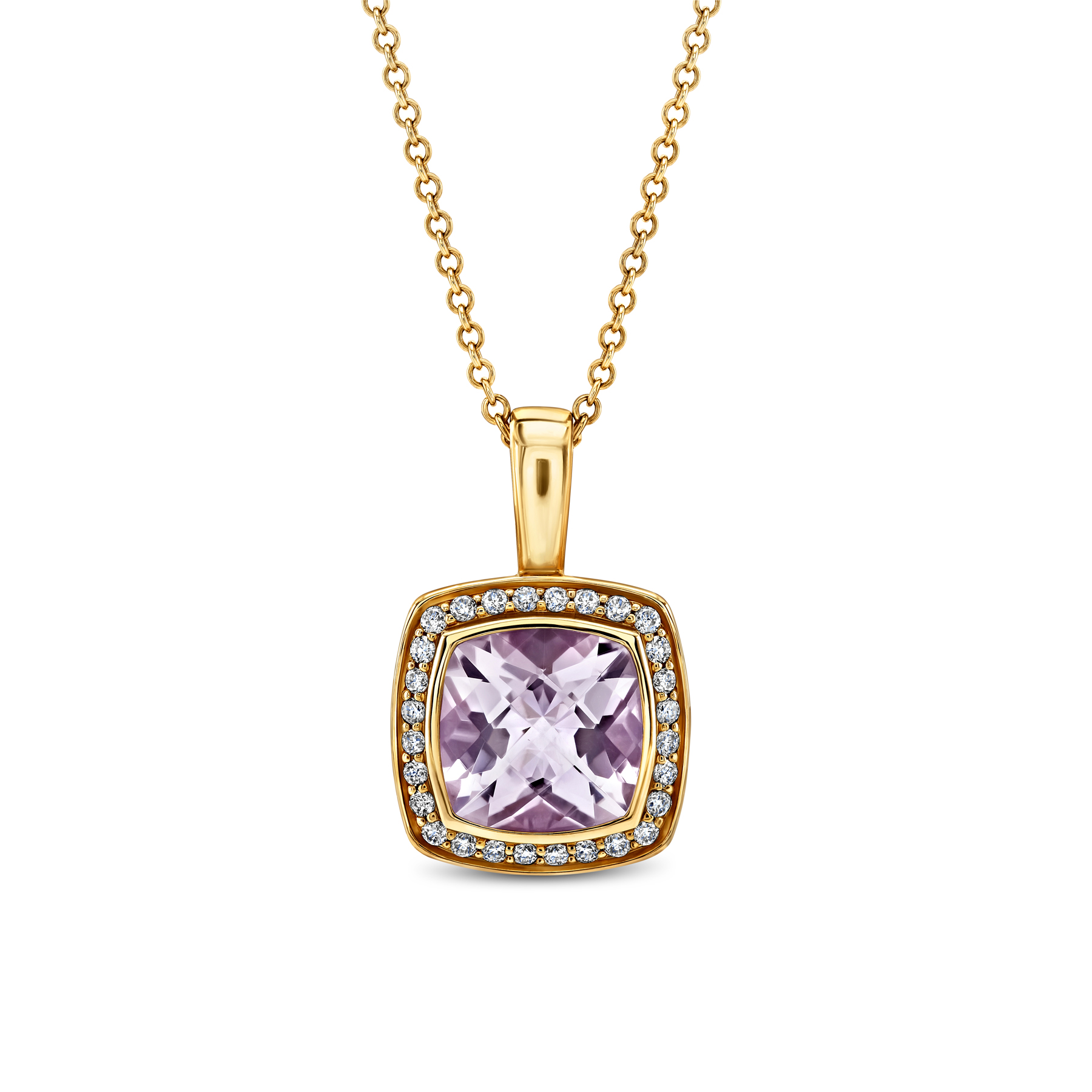 Light amethyst and diamond pendant
